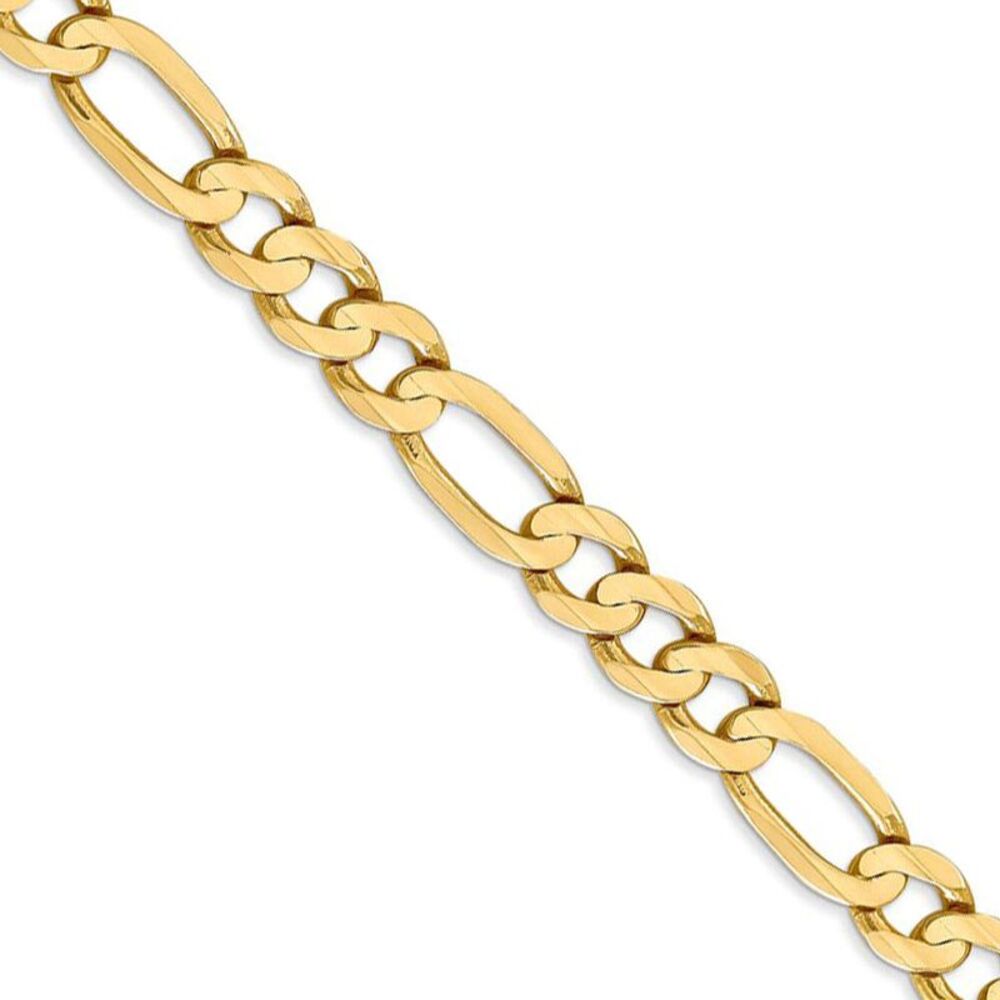 Men's 6.75mm, 14k Yellow Gold, Concave Figaro Chain Necklace, 24 Inch